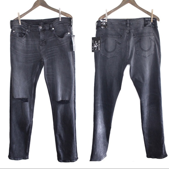 True Religion NWT Distressed Vintage Wash Geno Relaxed Slim Jeans 32 - Picture 2 of 11
